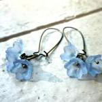 Baby Bell Flower Earrings. Light Blue, Cornflower..